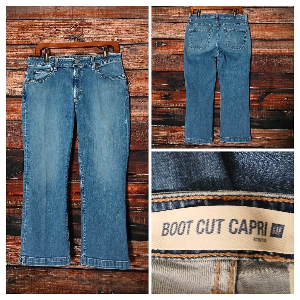 Vintage GAP Jeans 12 Boot Cut Capri '01 Blue Denim Stretch Mid Rise